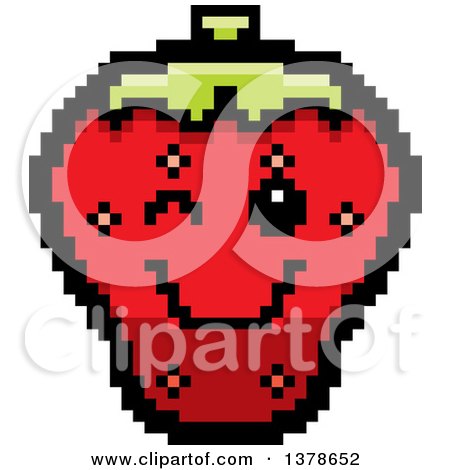 Clipart of a Winking Strawberry Character in 8 Bit Style - Royalty Free Vector Illustration by Cory Thoman