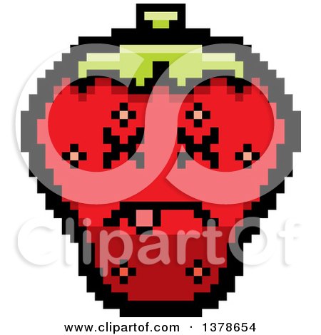 Clipart of a Dead Strawberry Character in 8 Bit Style - Royalty Free Vector Illustration by Cory Thoman