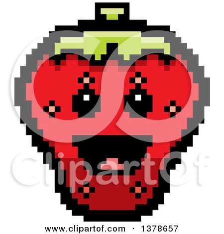 Clipart of a Happy Strawberry Character in 8 Bit Style - Royalty Free Vector Illustration by Cory Thoman