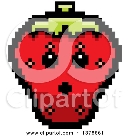 Clipart of a Surprised Strawberry Character in 8 Bit Style - Royalty Free Vector Illustration by Cory Thoman