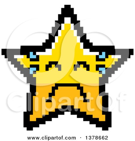 Clipart of a Crying Star Character in 8 Bit Style - Royalty Free Vector Illustration by Cory Thoman