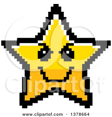 Clipart of a Grinning Evil Star Character in 8 Bit Style - Royalty Free Vector Illustration by Cory Thoman