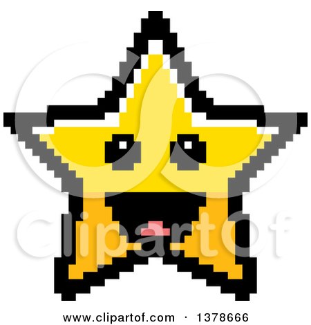 Clipart of a Happy Star Character in 8 Bit Style - Royalty Free Vector Illustration by Cory Thoman