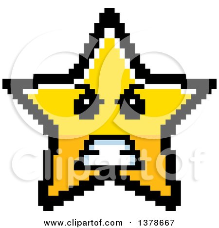 Clipart of a Mad Star Character in 8 Bit Style - Royalty Free Vector Illustration by Cory Thoman