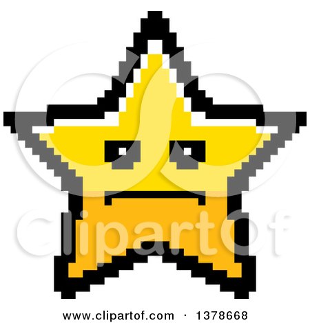Clipart of a Serious Star Character in 8 Bit Style - Royalty Free Vector Illustration by Cory Thoman