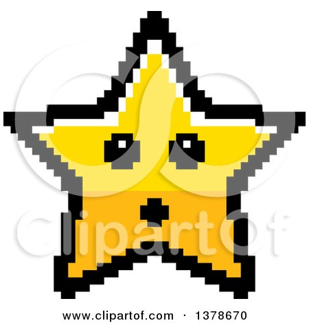 Clipart of a Surprised Star Character in 8 Bit Style - Royalty Free Vector Illustration by Cory Thoman