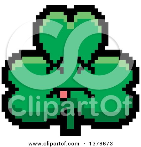 Clipart of a Dead Clover Shamrock Character in 8 Bit Style - Royalty Free Vector Illustration by Cory Thoman
