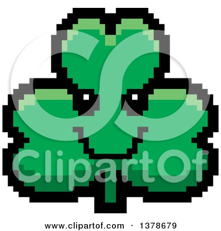 Clipart of a Happy Clover Shamrock Character in 8 Bit Style - Royalty Free Vector Illustration by Cory Thoman