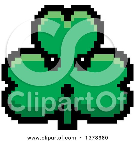 Clipart of a Surprised Clover Shamrock Character in 8 Bit Style - Royalty Free Vector Illustration by Cory Thoman