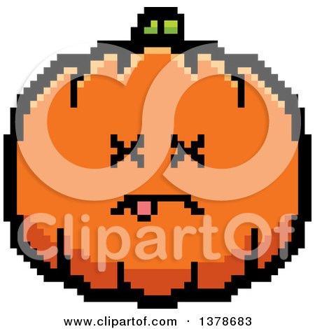 Clipart of a Dead Pumpkin Character in 8 Bit Style - Royalty Free Vector Illustration by Cory Thoman