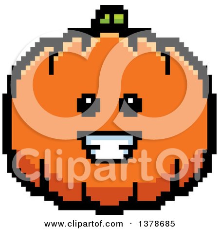 Clipart of a Happy Pumpkin Character in 8 Bit Style - Royalty Free Vector Illustration by Cory Thoman