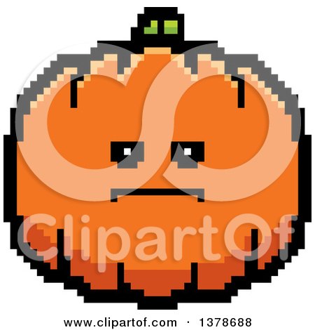 Clipart of a Serious Pumpkin Character in 8 Bit Style - Royalty Free Vector Illustration by Cory Thoman