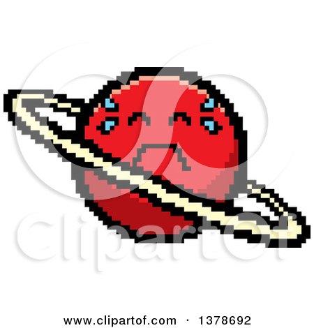 Clipart of a Crying Planet Character in 8 Bit Style - Royalty Free Vector Illustration by Cory Thoman