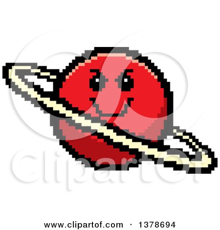 Clipart of a Grinning Evil Planet Character in 8 Bit Style - Royalty Free Vector Illustration by Cory Thoman