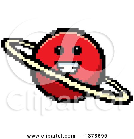 Clipart of a Happy Planet Character in 8 Bit Style - Royalty Free Vector Illustration by Cory Thoman