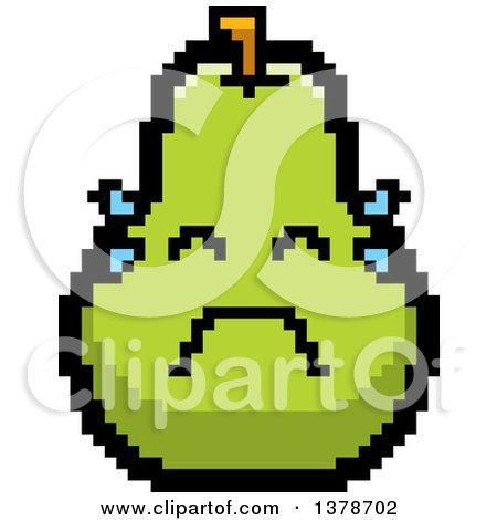 Clipart of a Crying Pear Character in 8 Bit Style - Royalty Free Vector Illustration by Cory Thoman