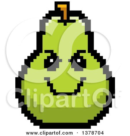 Clipart of a Grinning Evil Pear Character in 8 Bit Style - Royalty Free Vector Illustration by Cory Thoman
