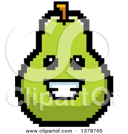 Clipart of a Happy Pear Character in 8 Bit Style - Royalty Free Vector Illustration by Cory Thoman