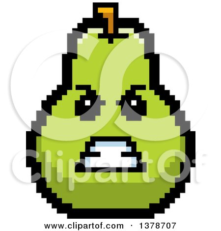 Clipart of a Mad Pear Character in 8 Bit Style - Royalty Free Vector Illustration by Cory Thoman