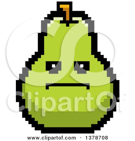 Clipart of a Serious Pear Character in 8 Bit Style - Royalty Free Vector Illustration by Cory Thoman
