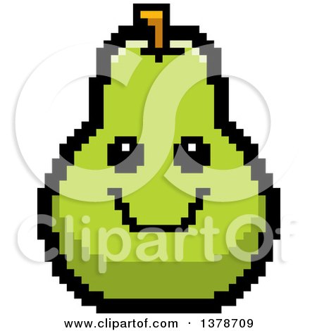 Clipart of a Happy Pear Character in 8 Bit Style - Royalty Free Vector Illustration by Cory Thoman