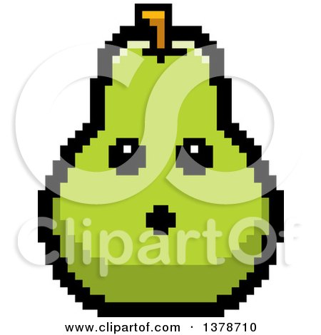 Clipart of a Surprised Pear Character in 8 Bit Style - Royalty Free Vector Illustration by Cory Thoman
