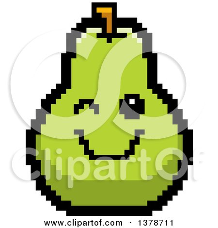 Clipart of a Winking Pear Character in 8 Bit Style - Royalty Free Vector Illustration by Cory Thoman