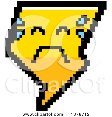 Clipart of a Crying Lightning Bolt Character in 8 Bit Style - Royalty Free Vector Illustration by Cory Thoman