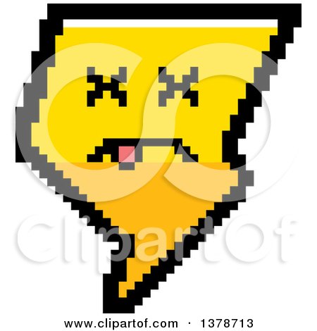 Clipart of a Dead Lightning Bolt Character in 8 Bit Style - Royalty Free Vector Illustration by Cory Thoman