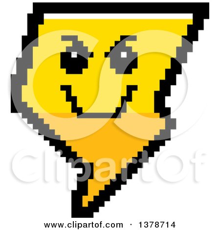 Clipart of a Grinning Evil Lightning Bolt Character in 8 Bit Style - Royalty Free Vector Illustration by Cory Thoman