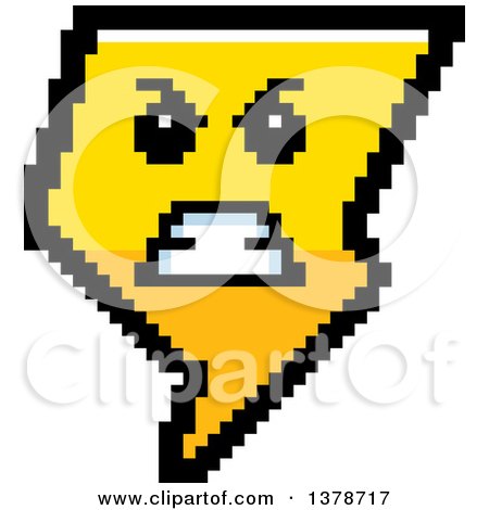 Clipart of a Mad Lightning Bolt Character in 8 Bit Style - Royalty Free Vector Illustration by Cory Thoman