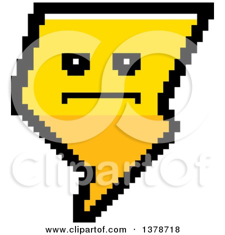 Clipart of a Serious Lightning Bolt Character in 8 Bit Style - Royalty Free Vector Illustration by Cory Thoman