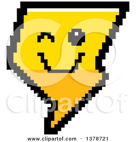 Clipart of a Winking Lightning Bolt Character in 8 Bit Style - Royalty Free Vector Illustration by Cory Thoman