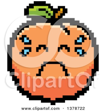 Clipart of a Crying Peach Character in 8 Bit Style - Royalty Free Vector Illustration by Cory Thoman