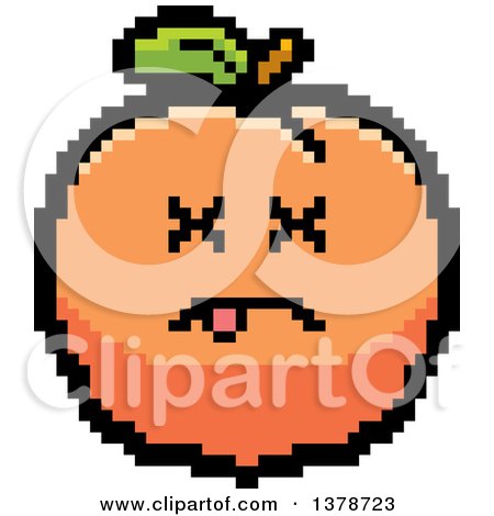 Clipart of a Dead Peach Character in 8 Bit Style - Royalty Free Vector Illustration by Cory Thoman