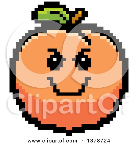 Clipart of a Grinning Evil Peach Character in 8 Bit Style - Royalty Free Vector Illustration by Cory Thoman