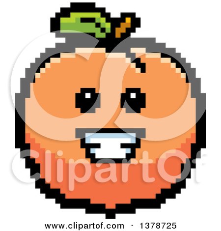 Clipart of a Happy Peach Character in 8 Bit Style - Royalty Free Vector Illustration by Cory Thoman