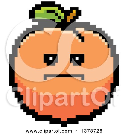 Clipart of a Serious Peach Character in 8 Bit Style - Royalty Free Vector Illustration by Cory Thoman
