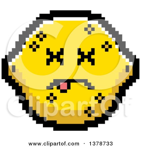 Clipart of a Dead Lemon Character in 8 Bit Style - Royalty Free Vector Illustration by Cory Thoman