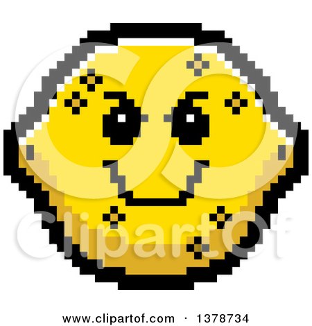 Clipart of a Grinning Evil Lemon Character in 8 Bit Style - Royalty Free Vector Illustration by Cory Thoman