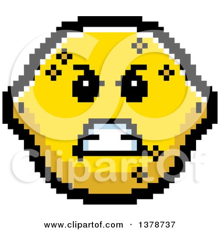 Clipart of a Mad Lemon Character in 8 Bit Style - Royalty Free Vector Illustration by Cory Thoman