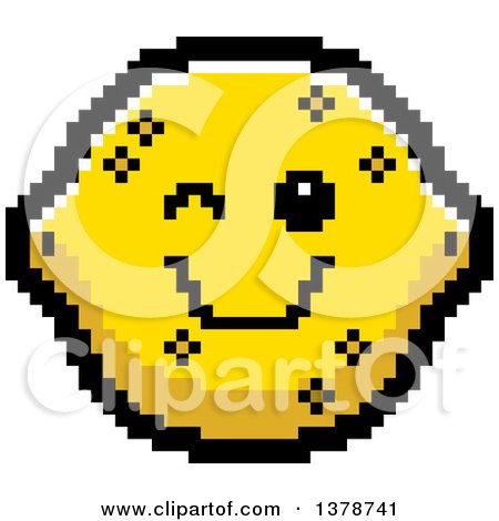 Clipart of a Winking Lemon Character in 8 Bit Style - Royalty Free Vector Illustration by Cory Thoman