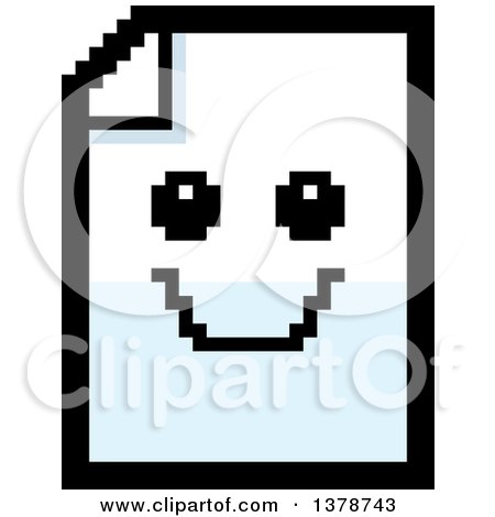 Clipart of a Happy Note Document Character in 8 Bit Style - Royalty Free Vector Illustration by Cory Thoman