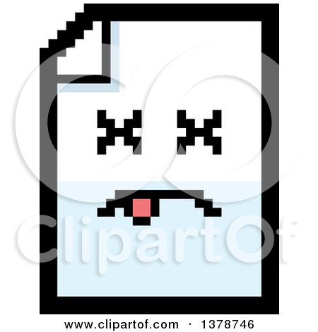 Clipart of a Dead Note Document Character in 8 Bit Style - Royalty Free Vector Illustration by Cory Thoman