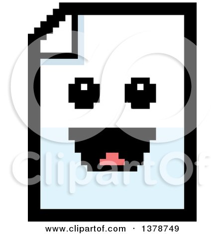 Clipart of a Happy Note Document Character in 8 Bit Style - Royalty Free Vector Illustration by Cory Thoman