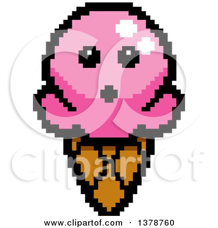 Clipart of a Surprised Waffle Ice Cream Cone Character in 8 Bit Style - Royalty Free Vector Illustration by Cory Thoman