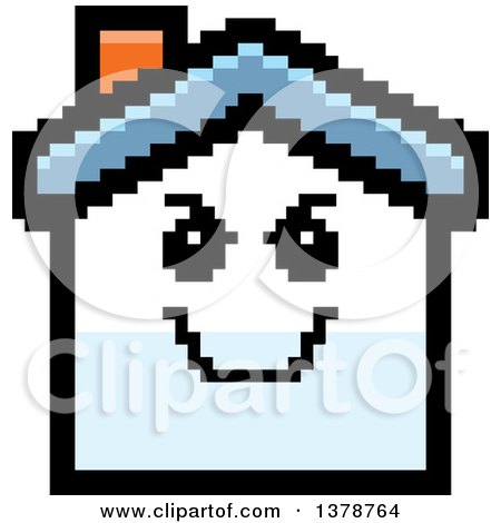 Clipart of a Grinning Evil House Character in 8 Bit Style - Royalty Free Vector Illustration by Cory Thoman