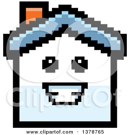 Clipart of a Happy House Character in 8 Bit Style - Royalty Free Vector Illustration by Cory Thoman