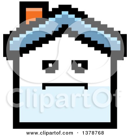 Clipart of a Serious House Character in 8 Bit Style - Royalty Free Vector Illustration by Cory Thoman