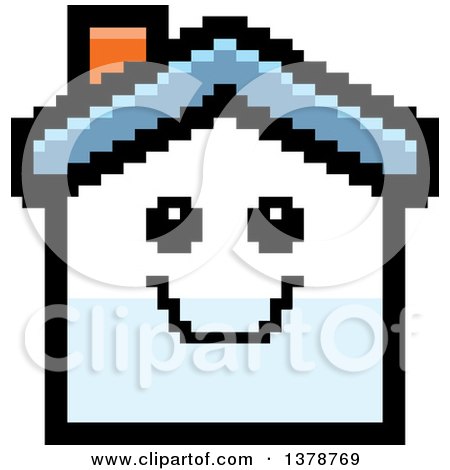 Clipart of a Happy House Character in 8 Bit Style - Royalty Free Vector Illustration by Cory Thoman